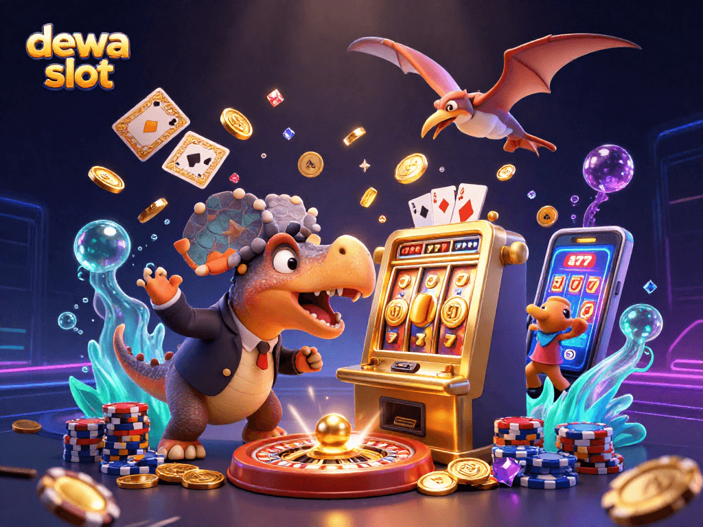 Menangkan hadiah di dewa slot dengan jackpot emas jatuh dari mesin slot oleh dinosaurus!