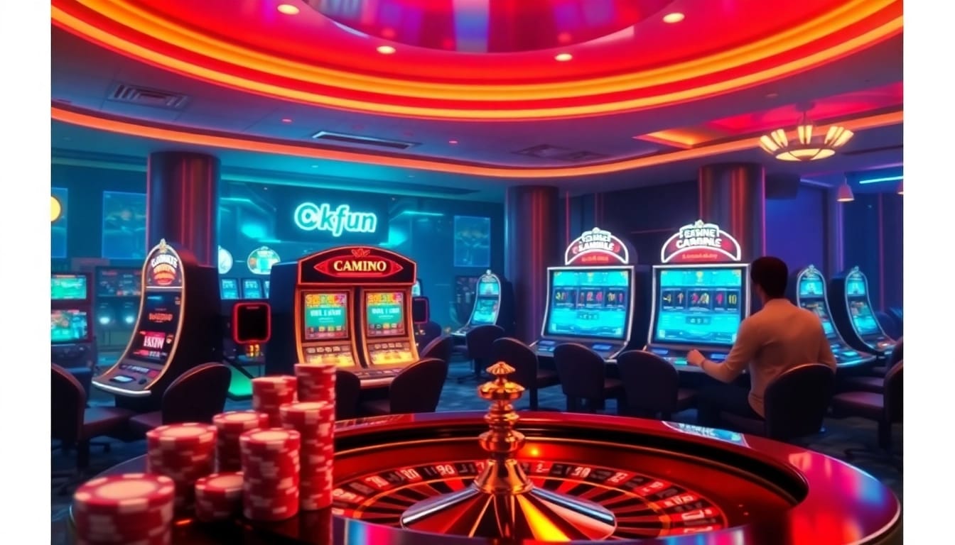Engage with the dazzling đăng nhập okfun online gambling experience featuring vibrant casino elements.