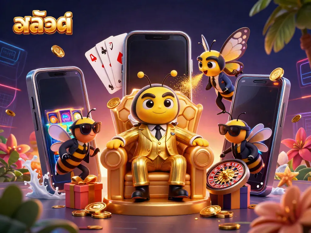 Spin the reels of สล็อต as the bumblebee mob boss orchestrates his bustling hive of gambling.