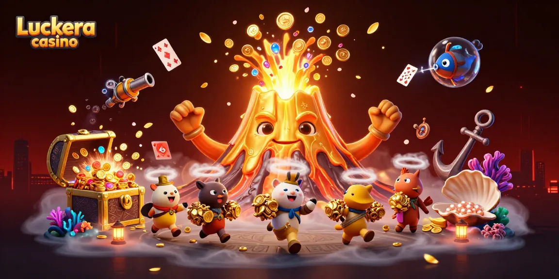 Experience the thrill of Luckera casino with treasure and adventure in this dynamic illustration!