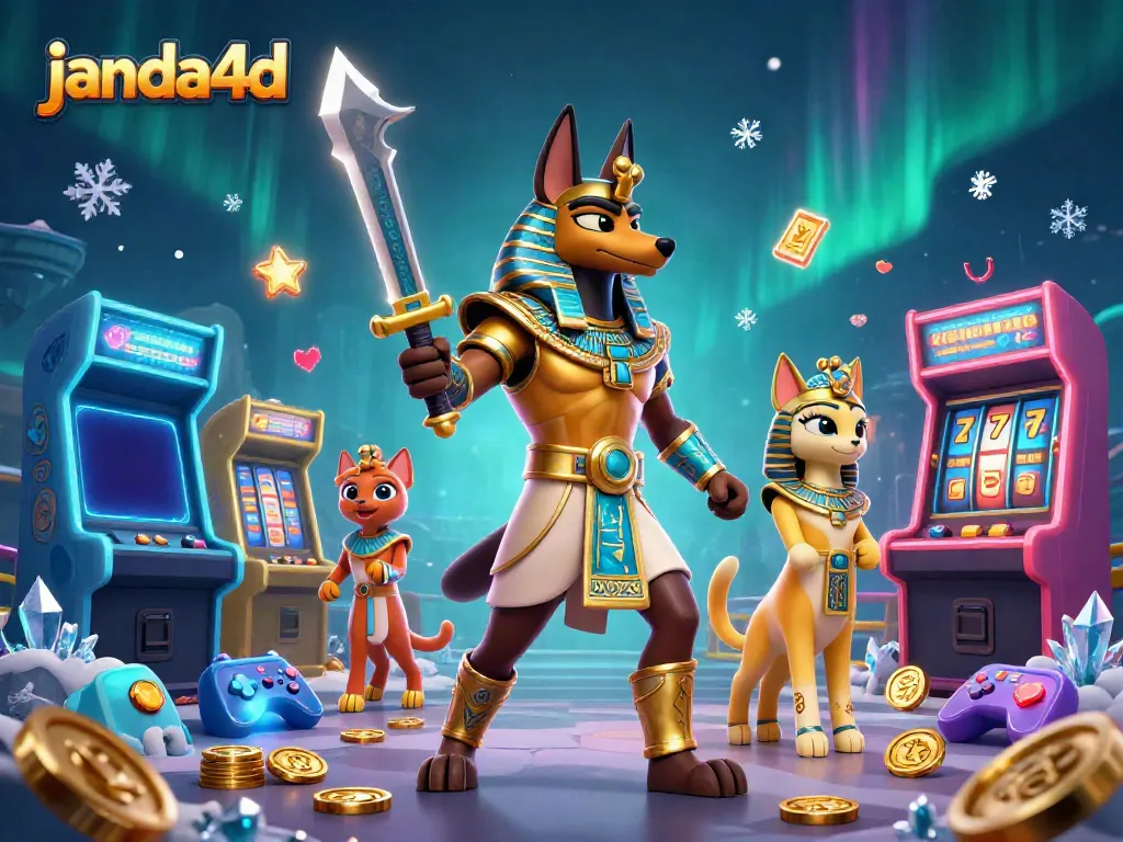 JANDA4D menghadirkan pertarungan karakter Anubis dengan permainan kasino dalam suasana yang menegangkan.