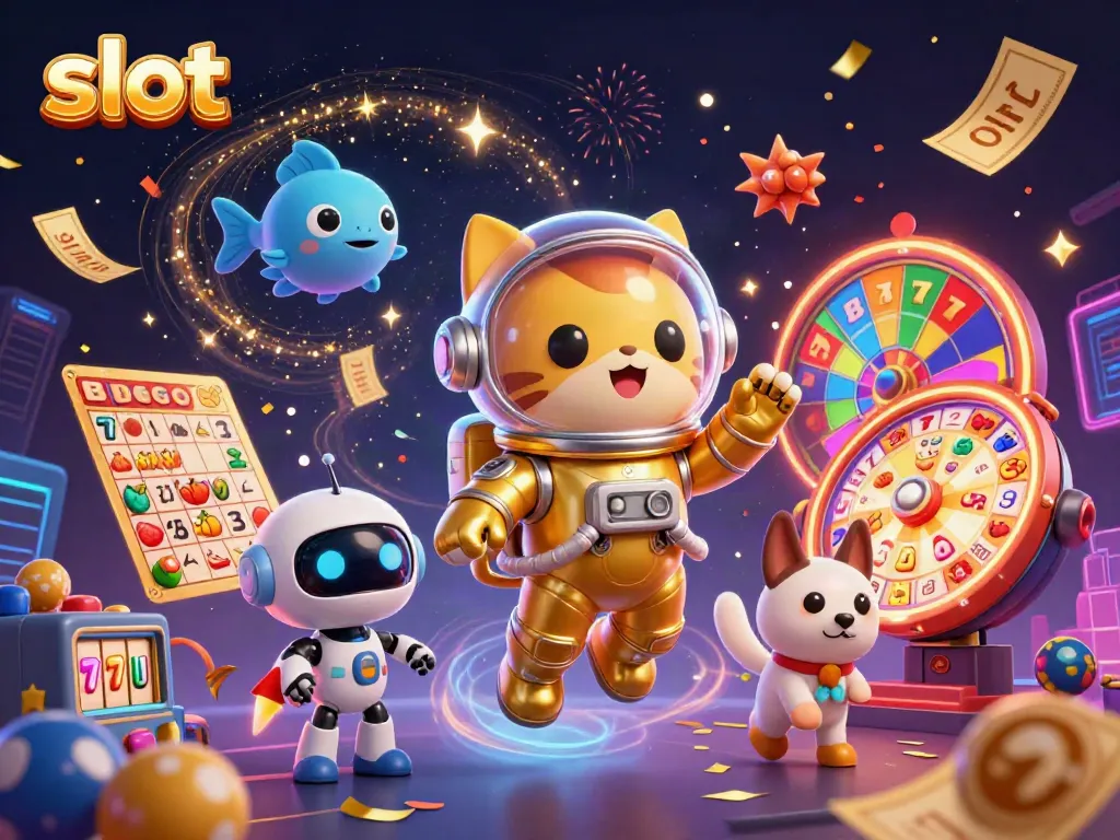 Mengaktifkan slot dengan kucing astronot dan anjing robot di luar angkasa