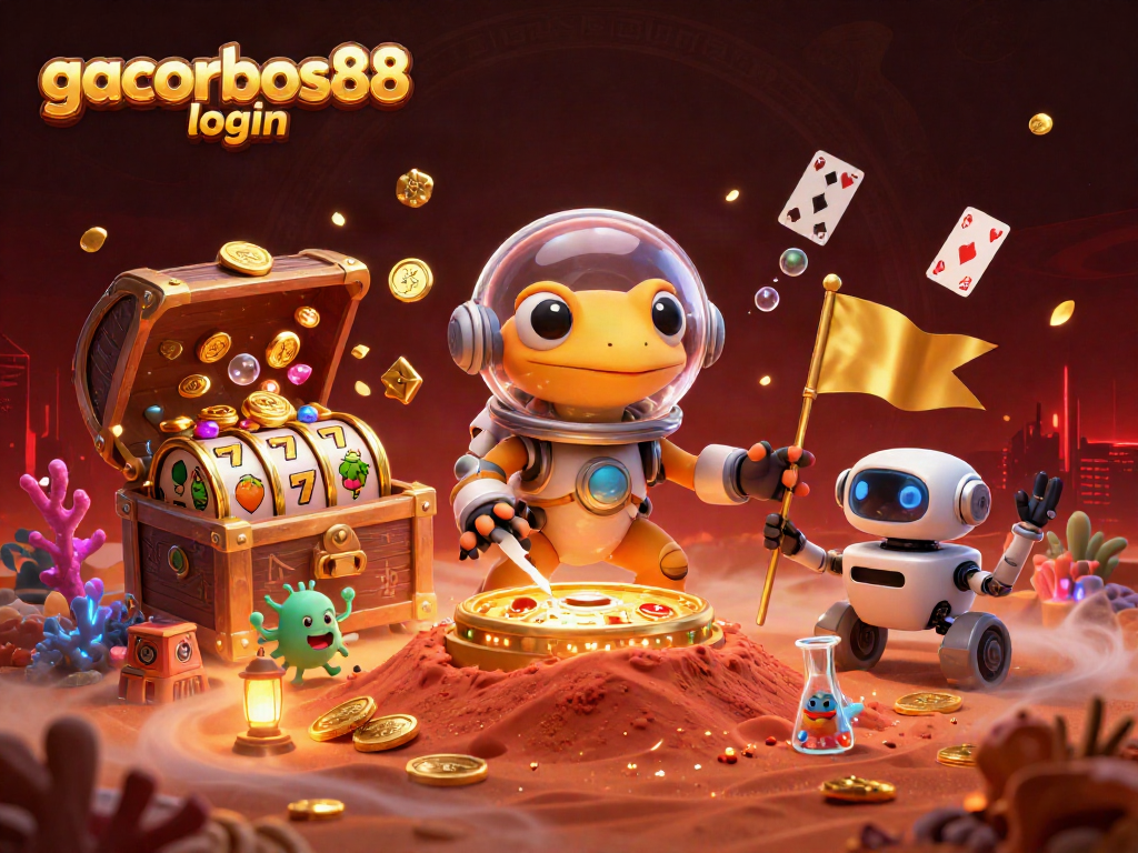 Engage in gaming strategies with gacorbos88 login, featuring vibrant casino elements and exciting visuals.