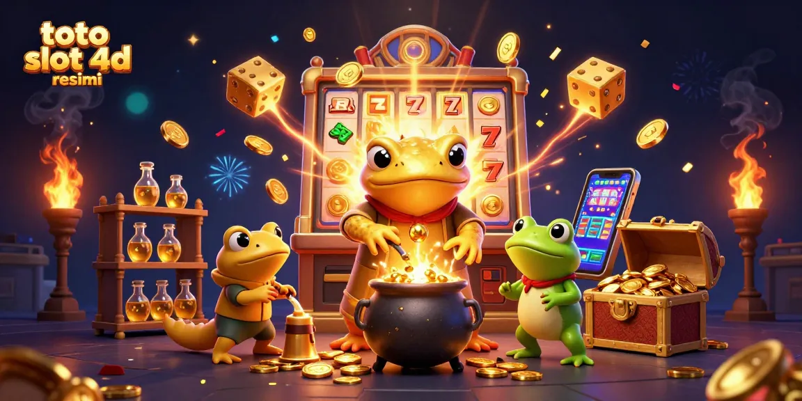 Spin the reels with toto slot 4d resmi in a vibrant 3D illustration filled with gold coins and jackpots.
