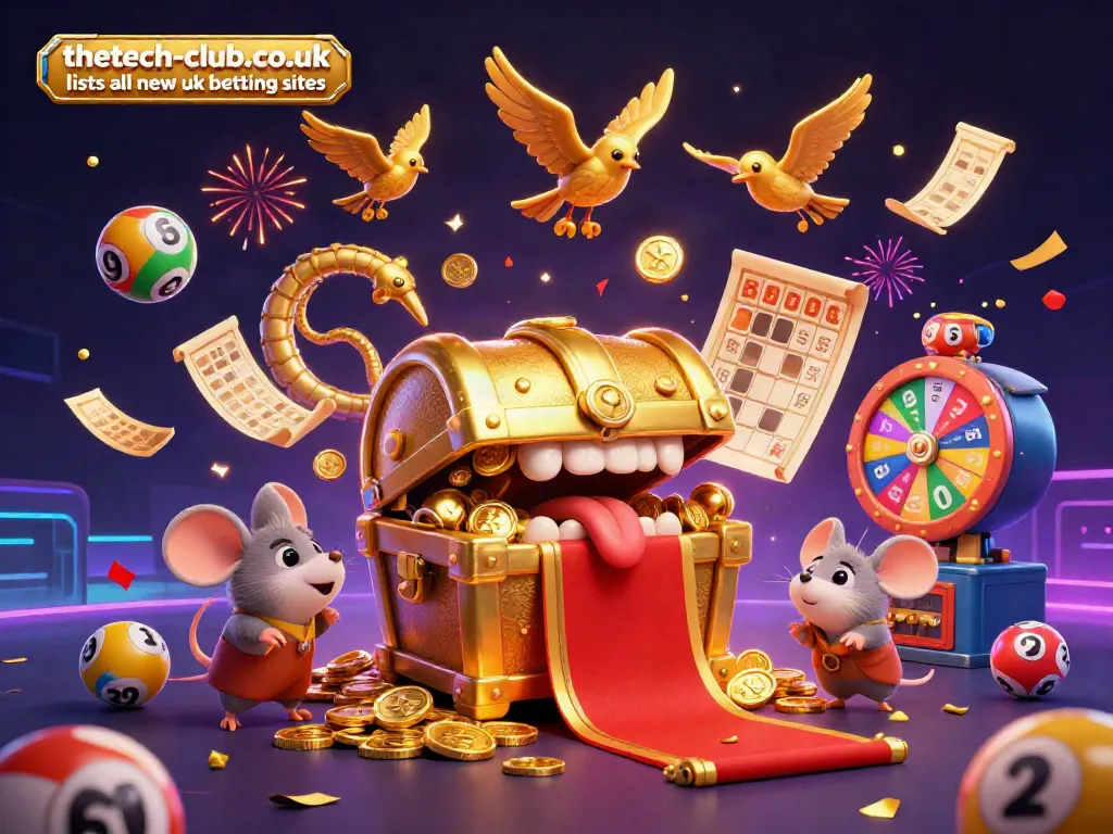 Engage with thetech-club.co.uk lists all new uk betting sites featuring a vibrant casino-themed treasure scene.