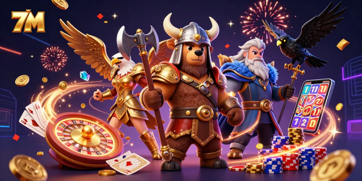 7M provides thrilling live-action moments with Viking and Valkyrie characters surrounded by casino elements.