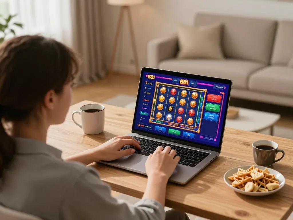 Engaging gameplay on game 88i displayed on laptop in a cozy home setting