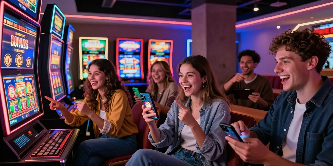 Friends enjoying an online casino experience exploring credit card casinos at https://dea.org.uk with vibrant ambiance and excitement.