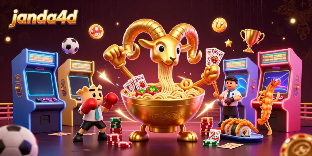 Menangkan taruhan di janda4d dengan ilustrasi 3D karakter kartun kasino yang penuh energi.