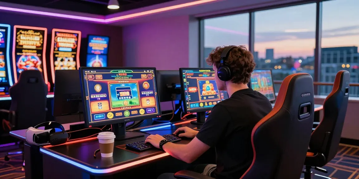 Player enjoying a credit card casino experience on https://thebls.org.uk with vibrant gaming setup and enticing bonuses.