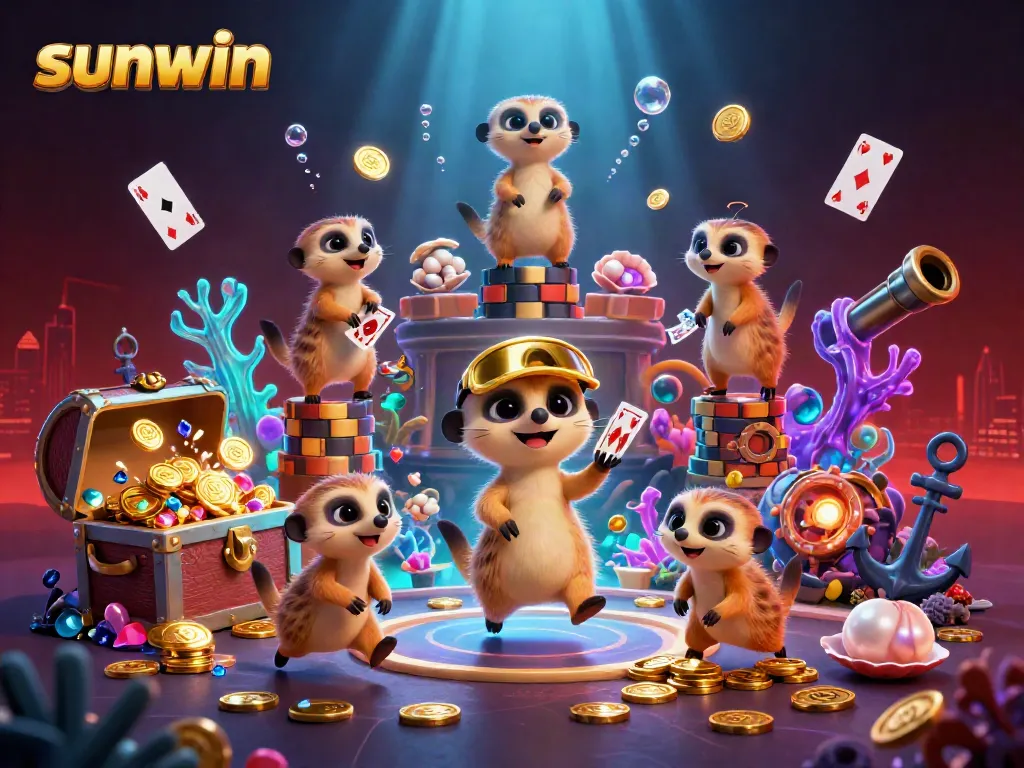 Experience the thrilling energy of sunwin's vibrant casino world with an engaging meerkat scene.