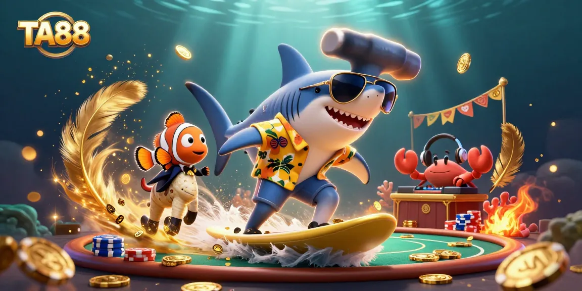 Experience exciting gameplay with TA88 in this vibrant casino-themed 3D illustration.
