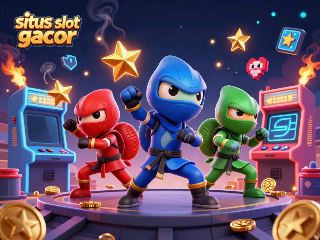 Synchronize your gameplay with situs slot gacor features as chameleon ninjas showcase their moves in a vibrant 3D scene.