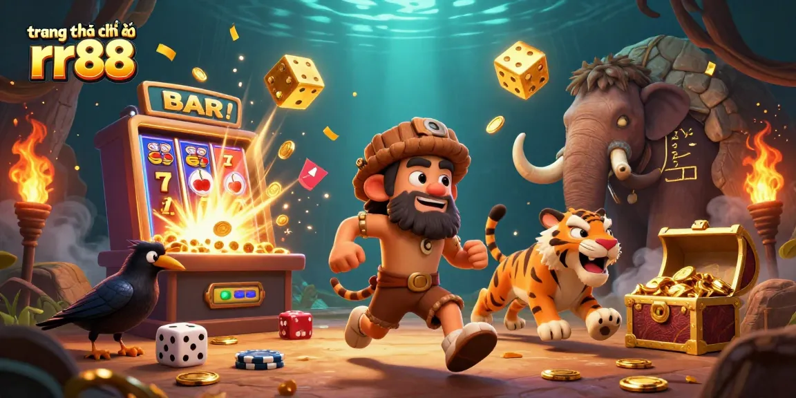 Experience the thrill of gaming on the trang chủ chính thức rr88 with cavemen and a sabertooth tiger casino