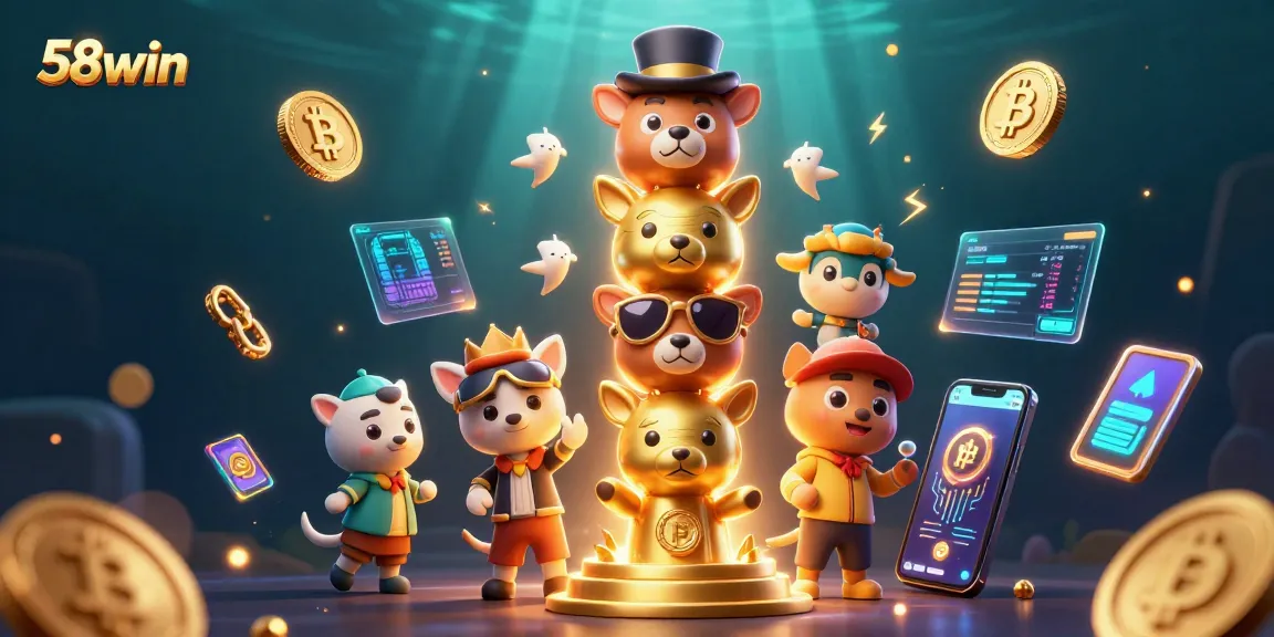 Experience thrilling gaming with 58win's vibrant totem pole and crypto elements.
