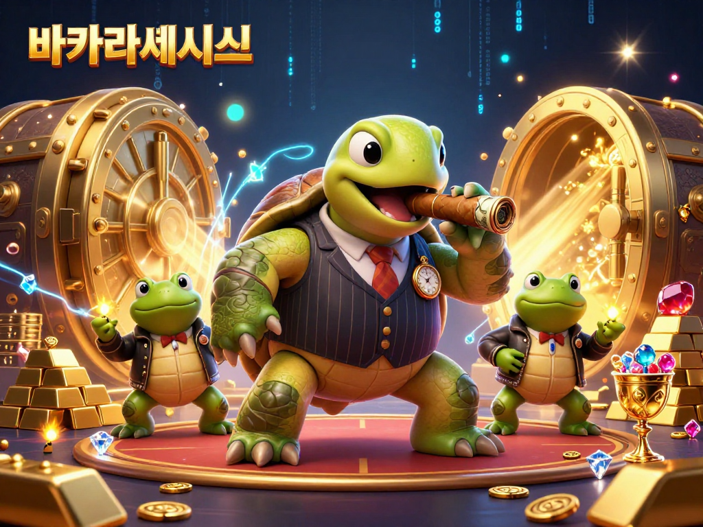 바카라사이트에서 실시간 게임을 즐기는 풍부한 카지노 환경을 표현한 일러스트입니다.
