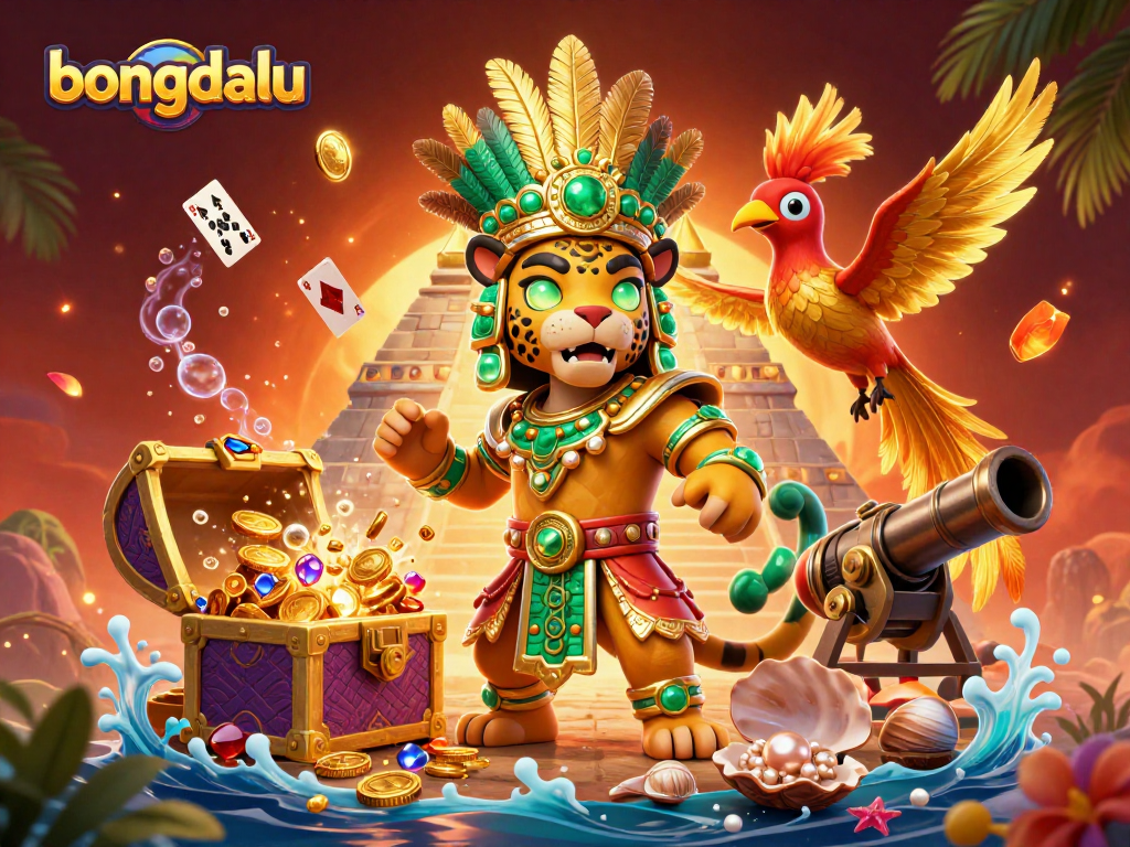 Experience the thrill of bongdalu with a captivating Mayan-themed online casino scene.
