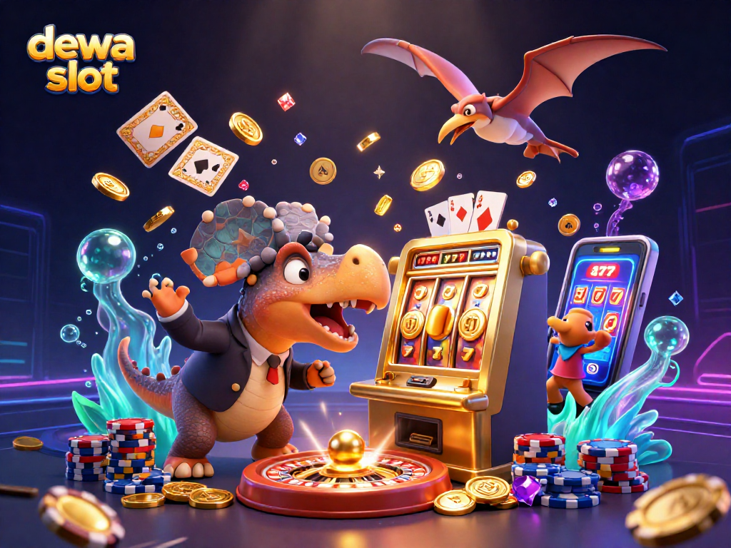 Menangkan hadiah di dewa slot dengan jackpot emas jatuh dari mesin slot oleh dinosaurus!