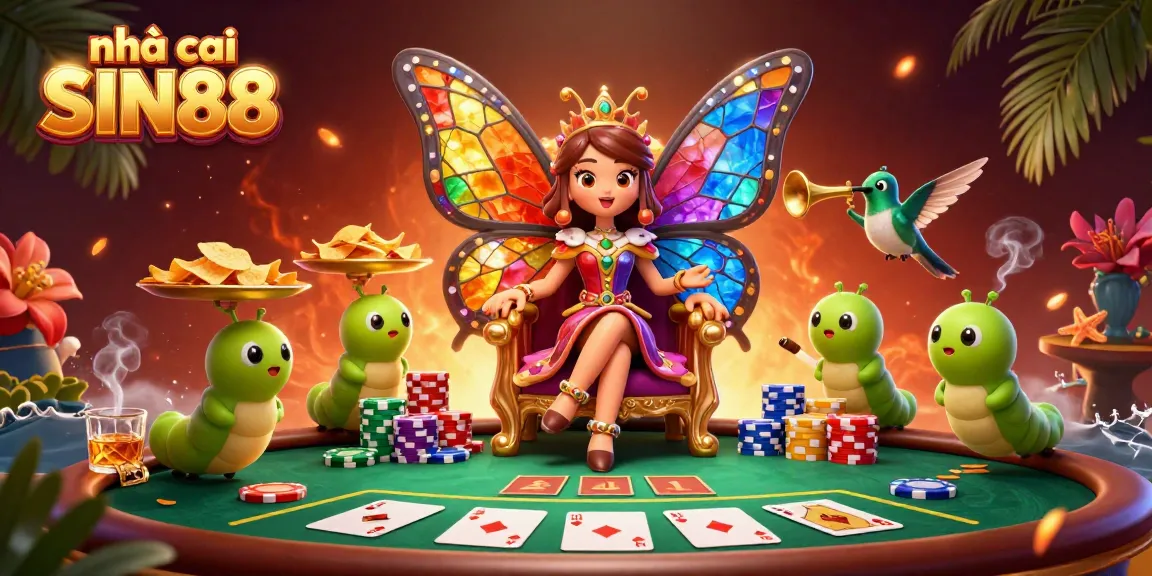 Experience the exciting world of nhà cái SIN88 with a vibrant casino scene featuring colorful characters and dynamic game elements.