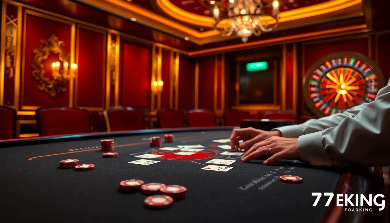 Engaged players at a 79king poker table, creating a thrilling casino atmosphere.