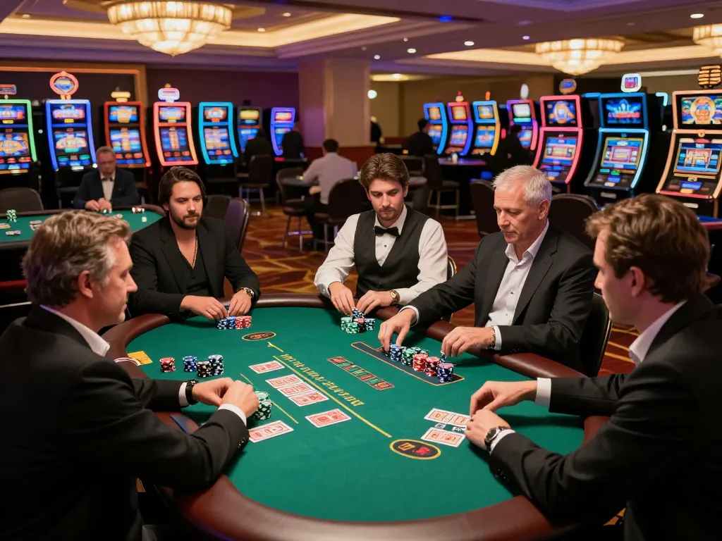 Players engaged at energileisureparks blackjack table, showcasing dynamic casino gameplay and strategic interactions.