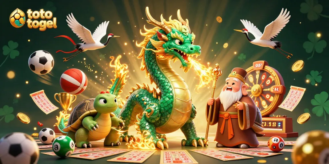 Toto togel lottery and gaming scene with lucky characters and dynamic elements creating excitement