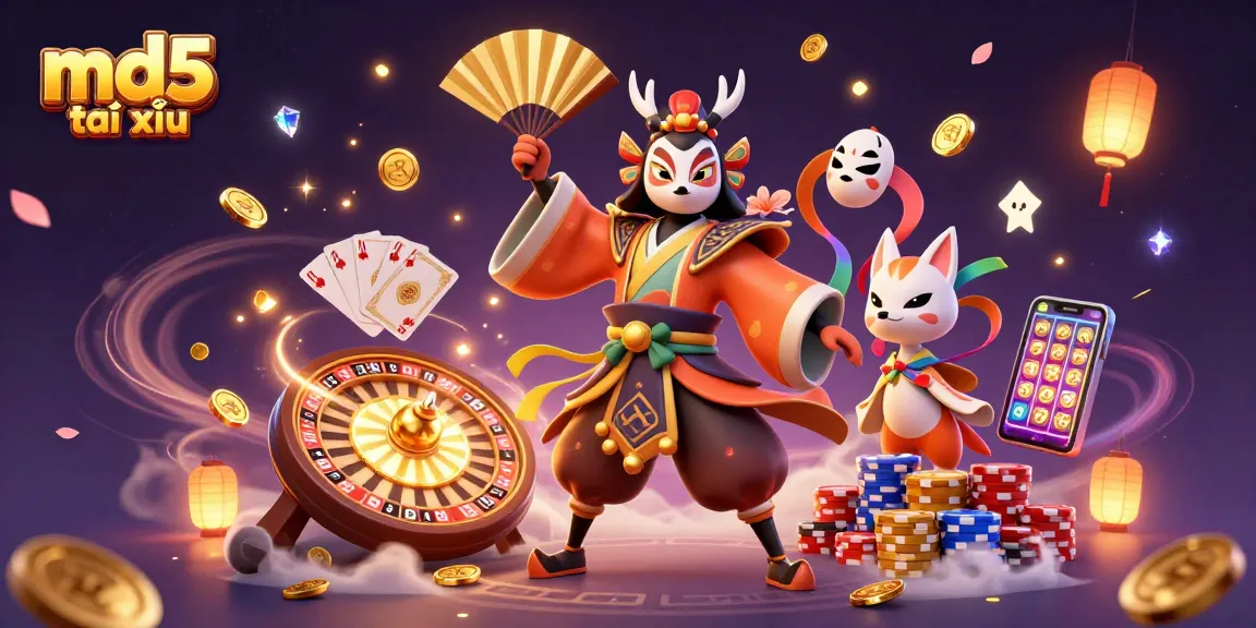 Experience the excitement of md5 tài xỉu with vibrant casino elements and dynamic characters.