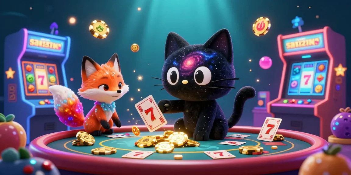 Experience thrilling slots with a cosmic twist featuring a black hole cat and nebula fox.