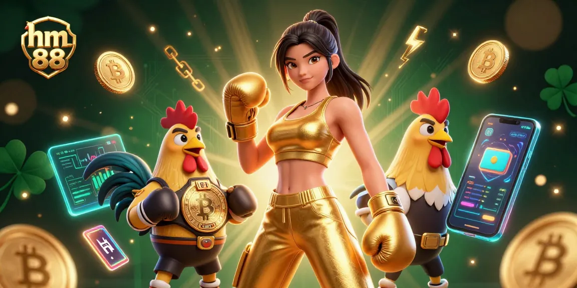 Engage in exciting gameplay at hm 88 with a vibrant casino scene featuring a champion and rooster.