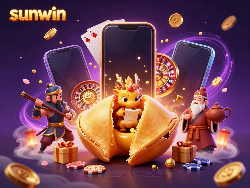 Experience thrilling wins with sunwin as a wise dragon guards treasures amid a vibrant casino scene.