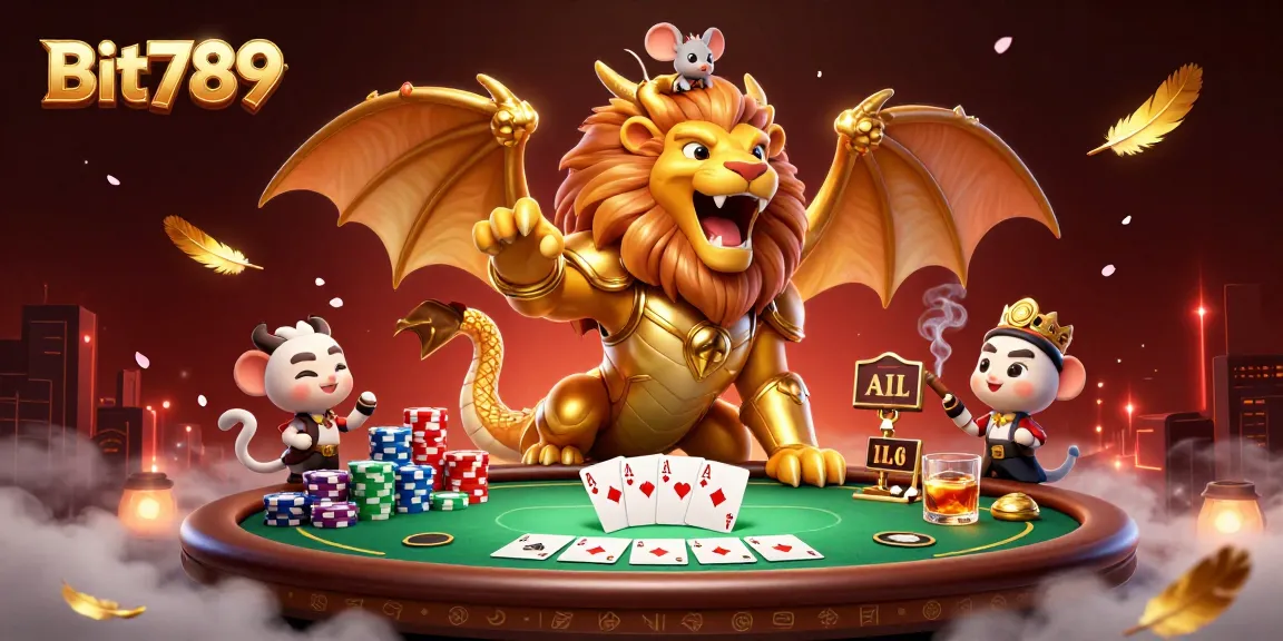 Winning players enjoy Bit789's exciting poker scene in rich, vibrant detail while celebrating victory.