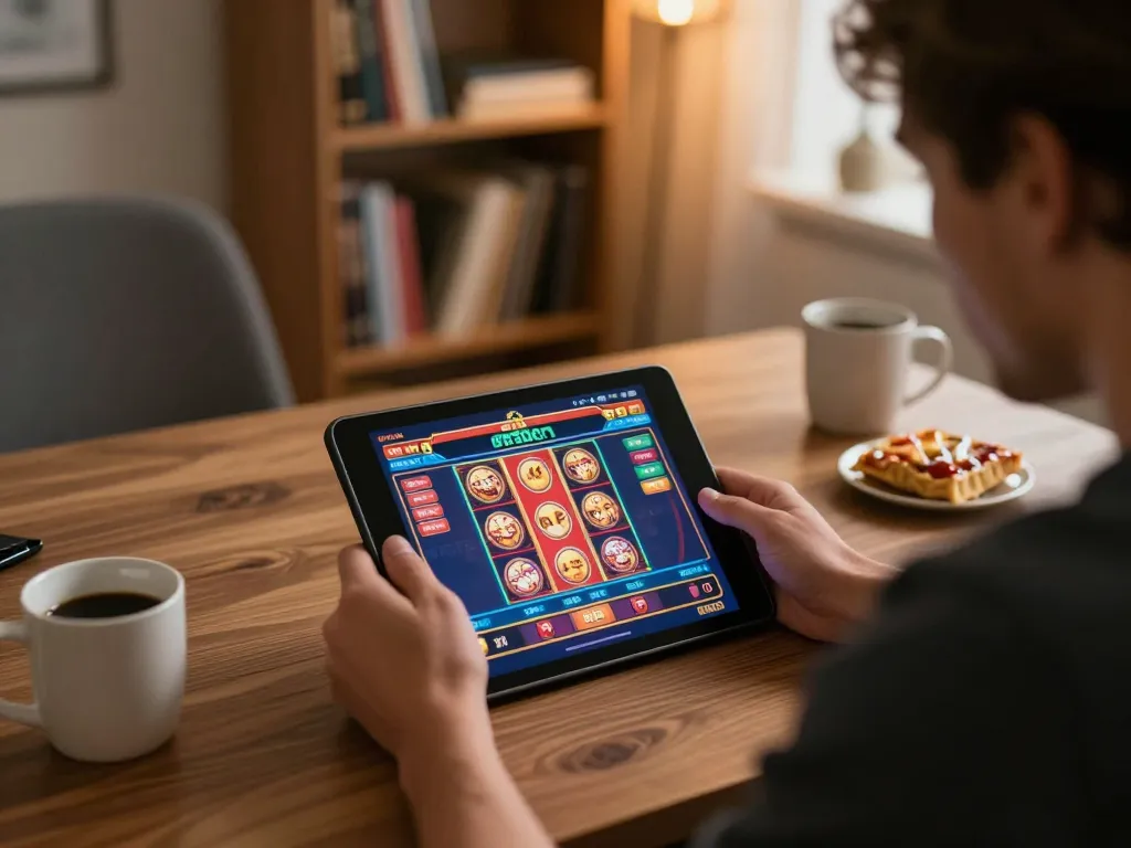 Player enjoying gaming experience on F8bet casino app, engaging with vibrant interface.