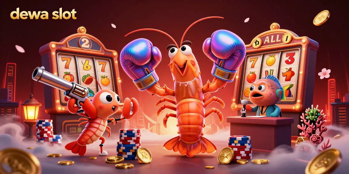 Menghadirkan dewa slot, karakter udang mantis bertinju dan teman sekecilnya dalam suasana kasino yang dinamis.