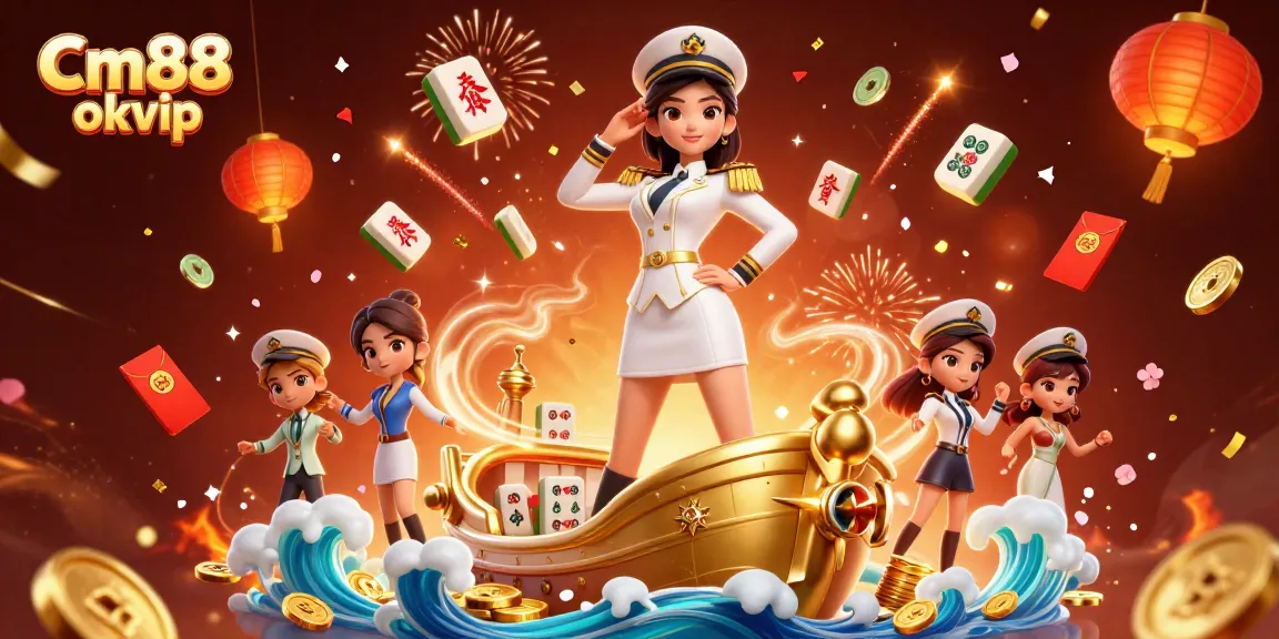 Catching big wins at Cm88 okvip with an intricate celebration-themed casino scene.