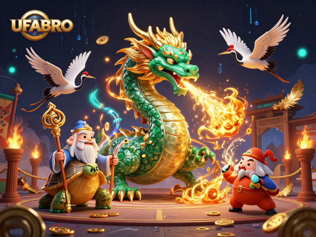 Engage in dynamic gaming experiences at UFABRO with dragons, turtles, and cranes through thrilling casino visuals.