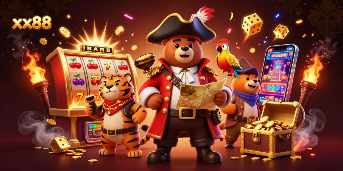 Unlock exciting wins at xx88 with a thrilling casino adventure featuring a pirate theme, slots, and treasures.