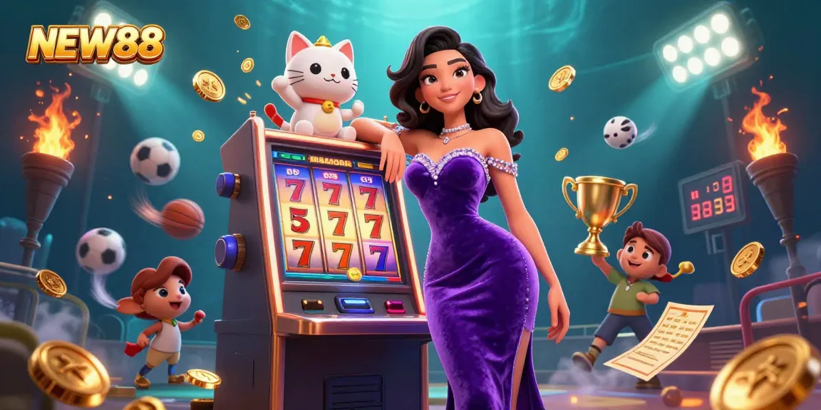 Engage in thrilling adventures at NEW88 with vibrant slot machines, stunning visuals, and animated casino excitement!