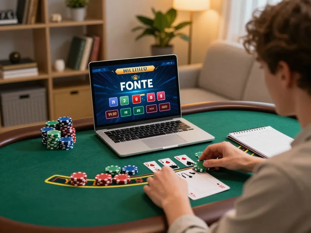 The person engaged in an online gambling session, showcasing caricature Chatgpt gameplay while analyzing strategies.