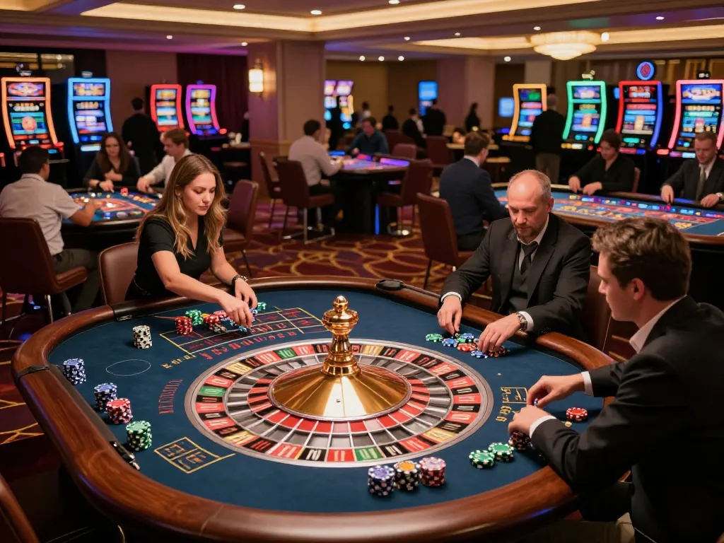 Casino MM99 roulette table with players engaged, showcasing lively gaming atmosphere.