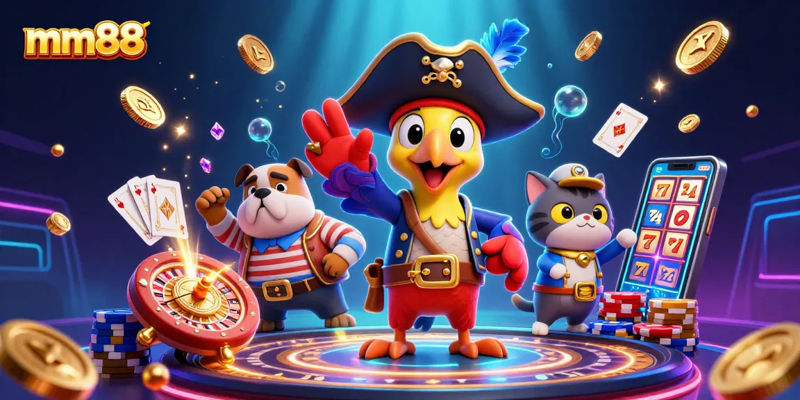 Experience thrilling gameplay with mm88's pirate-themed casino adventure, featuring vibrant characters and dynamic elements.