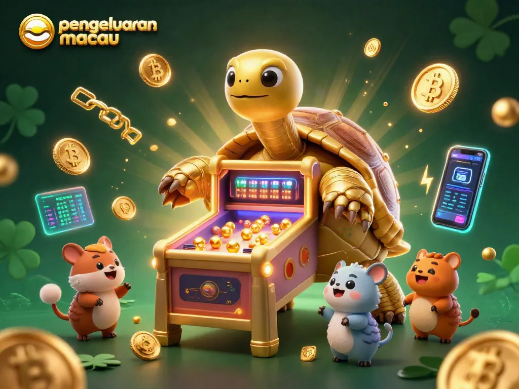 Melihat pengeluaran Macau dalam ilustrasi 3D yang menampilkan kura-kura emas dan elemen kasino yang interaktif.