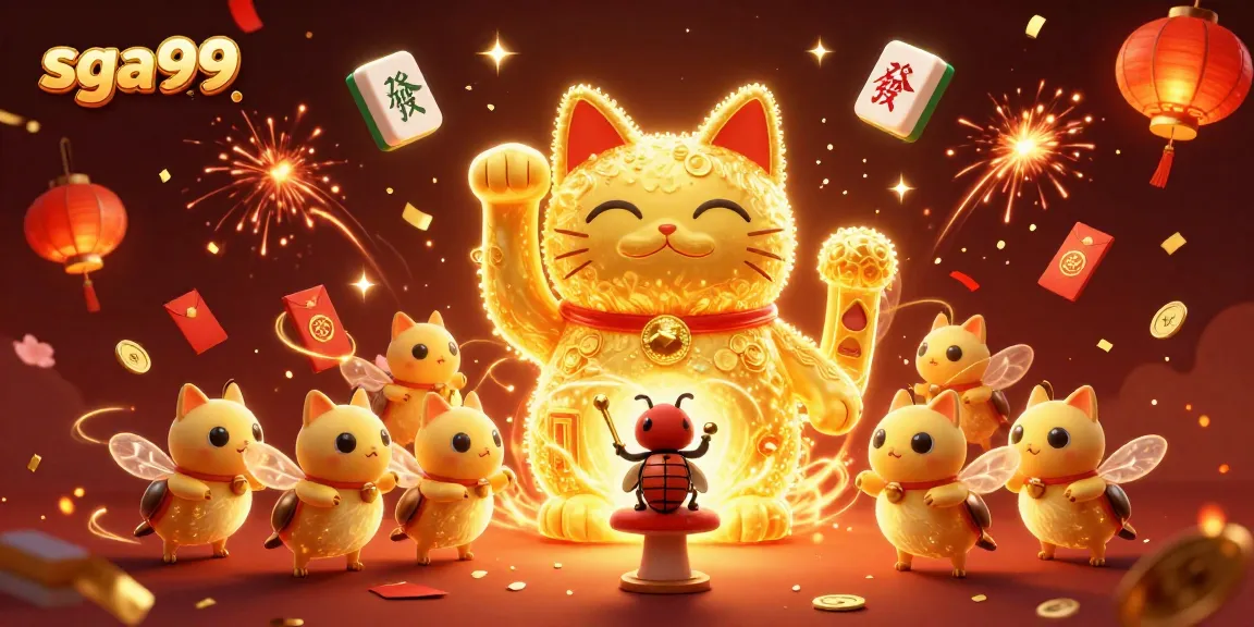 Experience the excitement with sga99's lucky cat casino characters celebrating with vibrant colors.