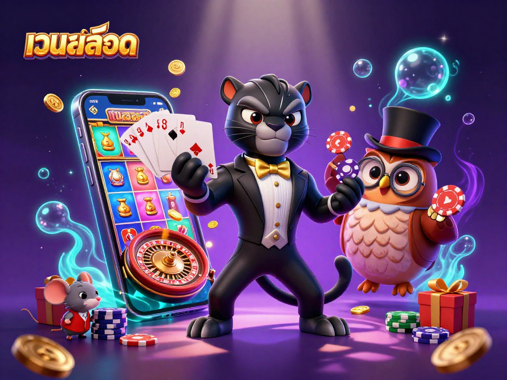 Experience thrilling เว็บสล็อต action with a stylish panther dealer and charming casino characters.