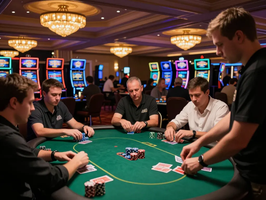 Enjoy action-packed moments while ดูหนังออนไลน์ฟรี in a vibrant casino atmosphere, showcasing poker excitement and involvement.