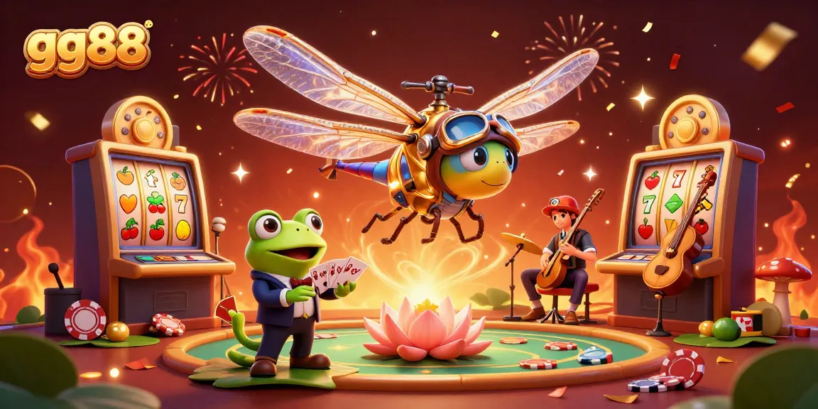 Experience thrilling gameplay with gg88's vibrant casino scene featuring digital illustrations of slots and croupiers.