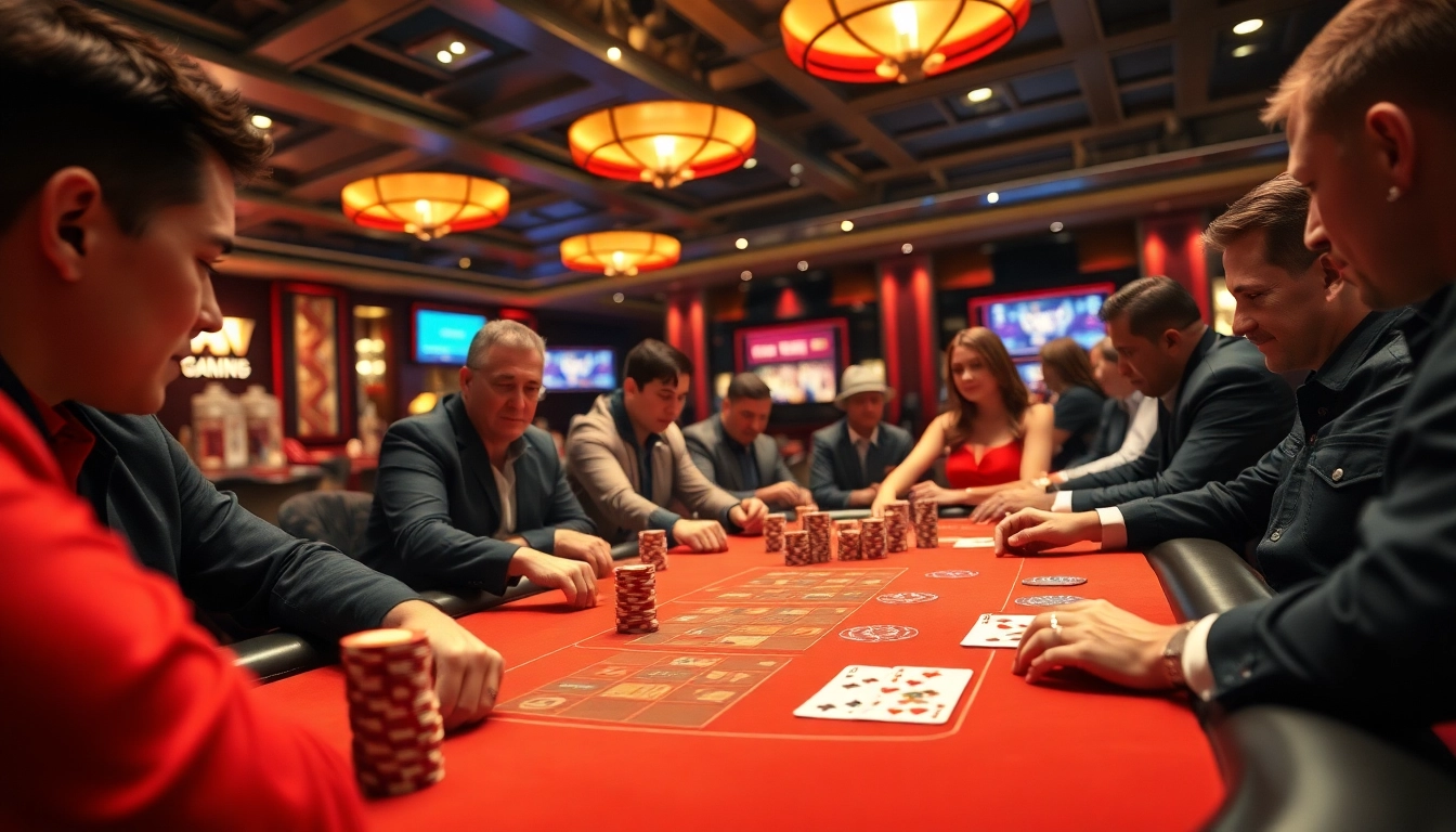 arushoki menampilkan pemain poker yang fokus dan atmosfer kasino yang hidup.