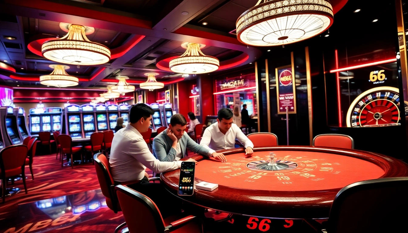 Experience the thrill of gambling at MB66 with vibrant casino visuals highlighting excitement and gameplay.