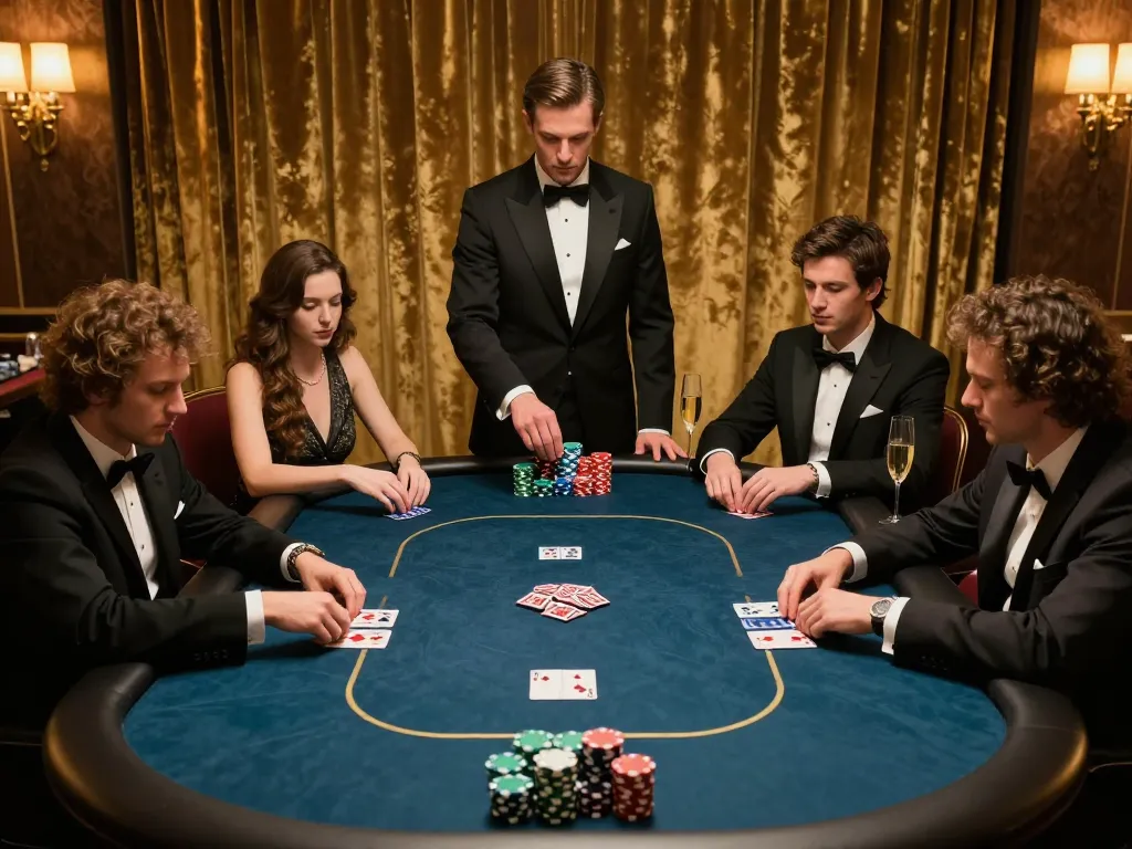 gbong players engaged in high-stakes poker at an elegant private casino