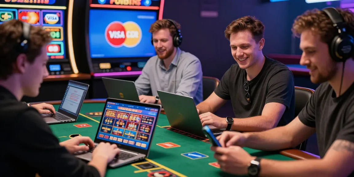 Engaged UK players at credit card casinos on https://euf.co.uk, showcasing exciting gaming moments and popular payment options.
