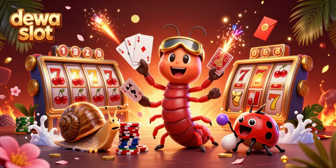 Mainkan dewa slot dengan dealer kreatif dan simbol keberuntungan berkilau di latar belakang yang dinamis.